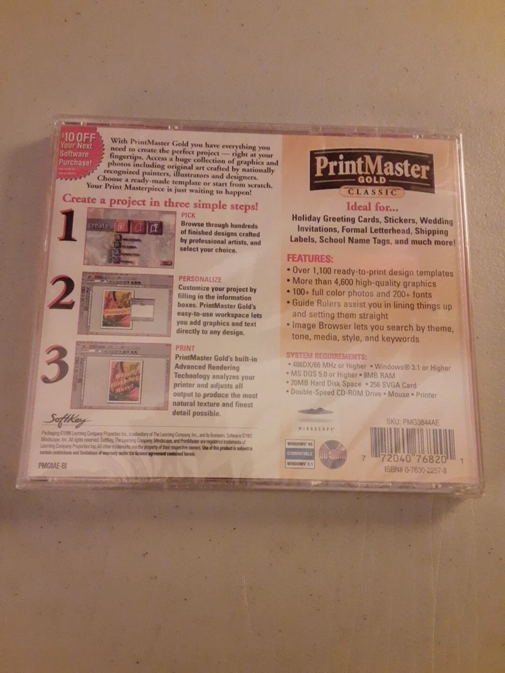 Printmaster Gold Classic PC Version Windows (PC CD-ROM, 1998) Brand New, Sealed - Image 2 of 2