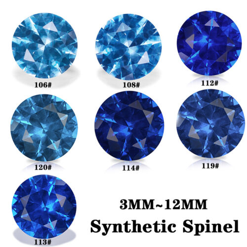 3mm~12mm 10pcs Blue Round Cut Synthetic Spinel Stone Loose Gemstone wholesale - Picture 1 of 22