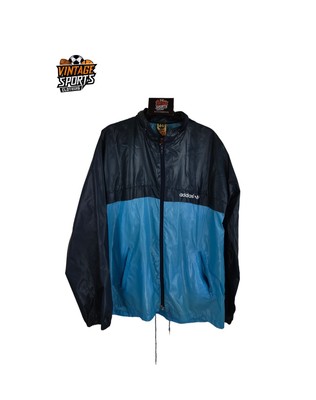 Vintage Adidas Rain jacket Windbreaker 1990s (M) Blue Regenjacke Glanznylon 
