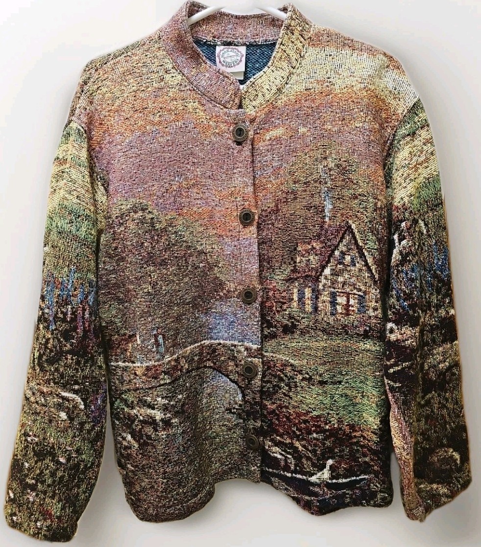 sugar street weavers カーディガン Sugar Street Weavers Thomas Kinkade Cardigan Sweater Medium