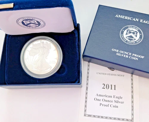 ONE   2011-W  PROOF American Eagle Silver Uncirculated Coin with Box & COA  M716