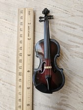 Miniature Violin 1:12 Scale Wood Brown Dollhouse Musical Instrument