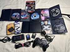 PS2 Slim Console Lot With 6 games! New AV cord, Av-Hd adapter, & 2 memory cards!