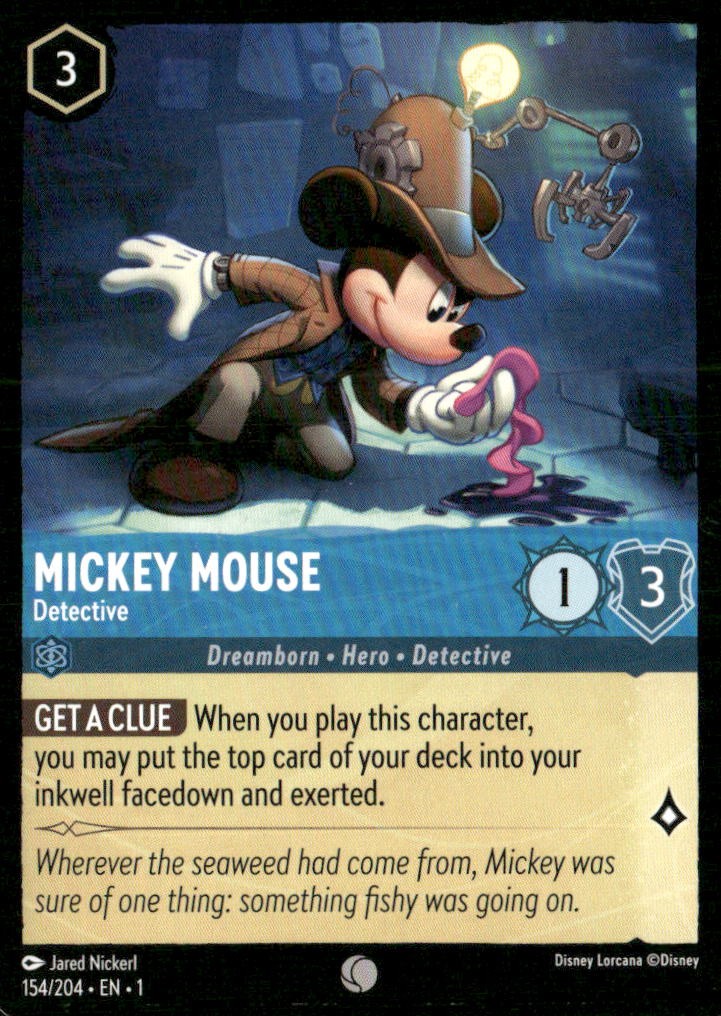 Mickey Mouse - Detective 154/204 Common The First Chapter Lorcana Near Mint