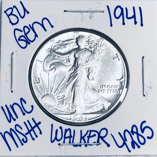 1941 BU UNCIRCULATED LIBERTY WALKING SILVER HALF DOLLAR AUTHENTIC U.S. MINT 4285