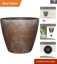 Lightweight 8" Weathered Copper Indoor & Outdoor Planter - Durable Design