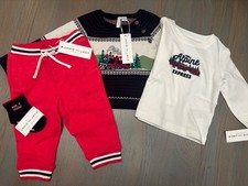 NWT Janie and Jack boy HOLIDAY 4-piece train sweater shirt sock SET 6 9 12 18 24