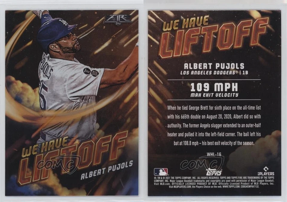 2021 Topps Fire We Have Liftoff Albert Pujols #WHL-16 - Image 3 of 3