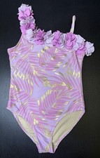 Shade Critters Palm Beach Girl s One Piece Swimsuit Sz 8 Pink Lavendar Gold