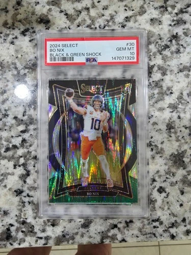 2024 Panini Select - Concourse Bo Nix #30 Black & Green Shock Prizm (RC)