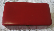 Boite coffret à bijoux en cuir rouge LE TANNEUR  2 compartiments vintage 1960