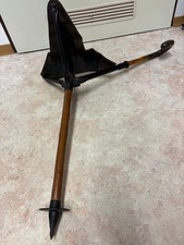 Antiker Sitzstock Wanderstock Jagdsitz Leder Holz