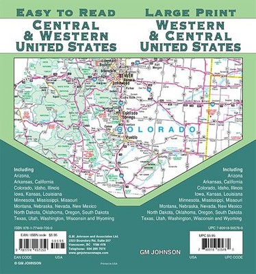 Central & Western United States Large Print Map