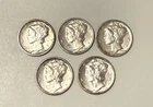 Vintage Mercury Dimes Lot Of (5) Nice Condition 1944