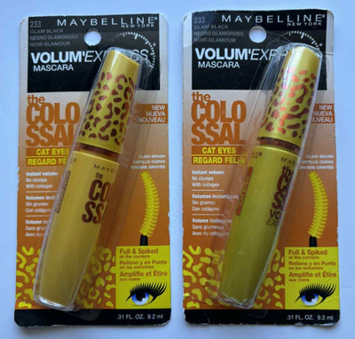 Maybelline Volum Express the Colossal Cat Eyes Mascara 233 Glam Black Lot of 2