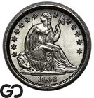 1838 Seated Liberty Dime, Awesome Complete Obv Die Crack, Gem BU++ RARE Key Date