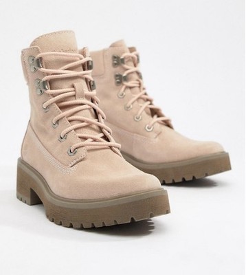 Timberland Carnaby Cool Mid Boots, Women s Size 8, Light Pink Suede, Lug Sole