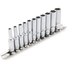 DAKCOS 11 Piece 1/4-Inch Drive Metric Deep Socket Set 4-13MM Lenth 50mm