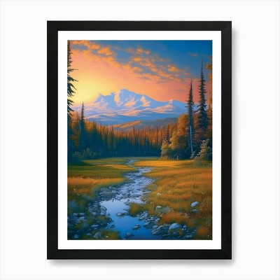 Landschaft Natur, Wald See, la gerahmtes Wandbild Poster Leinwanddruck Bild