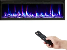 68" Electric Fireplace Wall/Recessed Ultra-Thin Linear Fireplace Heater Timer