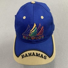 VINTAGE Bahamas Hat Cap Spellout Embroider Sailboat Destination Rare Dad Men 90s