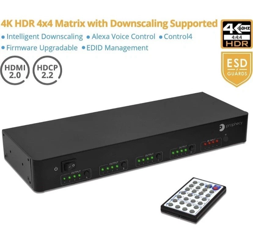 gofanco 4x4 HDMI Matrix Switch 4K 60Hz HDR Auto Downscaling (Output 4K & 1080p) - Image 2 of 4