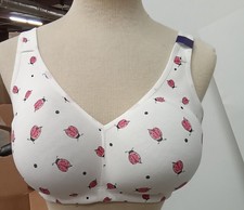 NWT Catherines White Multi Wireless Back Hook Cotton Blend Bra Size 44D