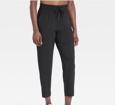 Women's Active Light High-Rise Woven Taper Pants All In Motion Black S NWT S8