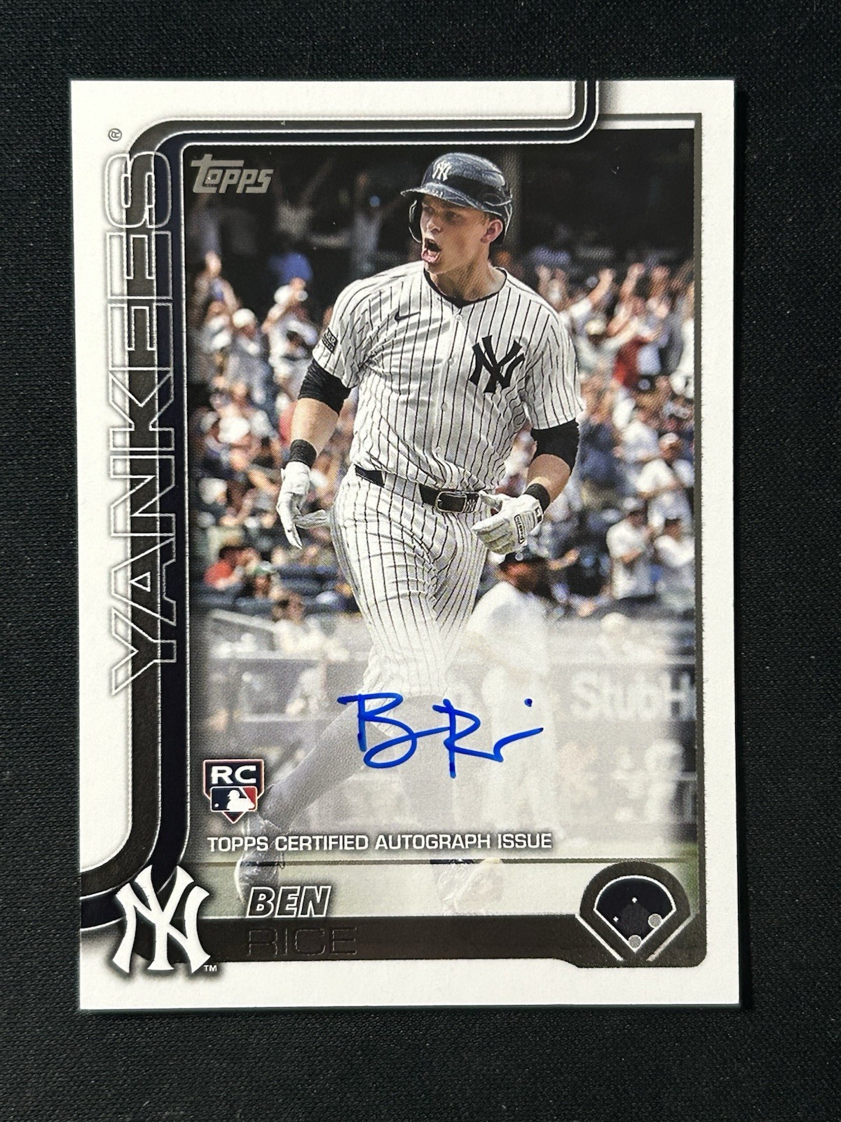 Ben Rice 2025 Topps Series 1 #337 Real One On Card Rookie Auto Yankees RC