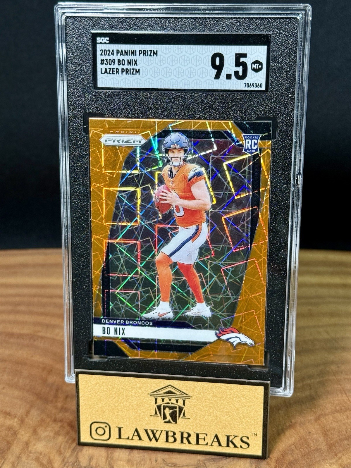 2024 Prizm Bo Nix RC Orange Lazer Prizm SGC 9.5 Rookie #309