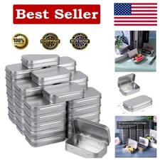 Durable Metal Rectangular Tins - 40 Count Portable Craft Storage Containers