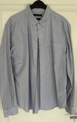 Hemd Herren Langarm L Banana Republic Businesshemd Grand Fit Blau Weiß Gestreift