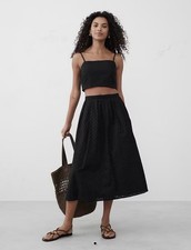 Banana Republic Pleated Eyelet Midi Skirt Size 8 NWT RT 130