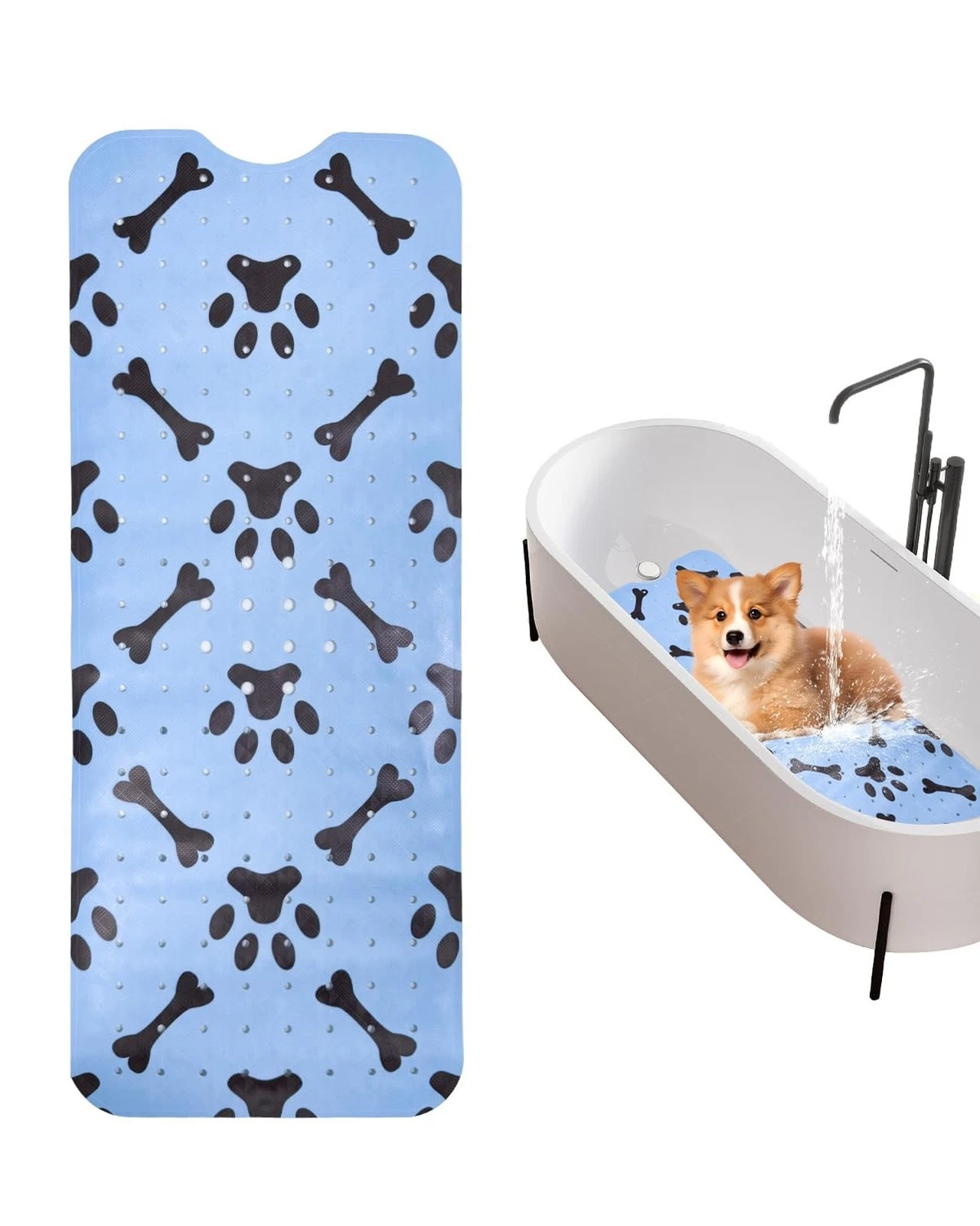 Dog Bath Mat for Tub Non-Slip Pet Bathtub Mat Fast Dry Dog Shower Attachment ...
