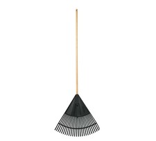 24-inch Garden Leaf Rake with Wood Handle and...