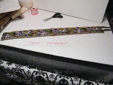 vintage leather backed floral needlepoint  belt 3 1/2" x 32", double billet