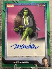 2026 Topps Finest Fantastic 4 Comic Book Auto Mike Mayhew Green #/99 She-Hulk