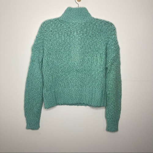 NWT EVERLANE The Lofty Knit Henley Sweater Mint Button Alpaca Merino Wool XS - Picture 2 of 5