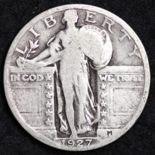 1927 Standing Liberty Quarter Silver GOOD / VG FULL DATE FREE SHIPPING!