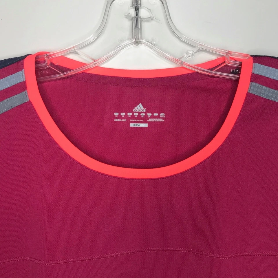 Camiseta de running Adidas Climalite para mujer XL rosa 3 rayas manga larga ligera Foto 3 de 4