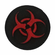 Biohazard symbol Red on Black 3 inch Patch PW F2D36N
