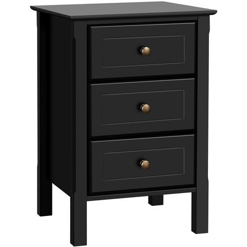 Nightstand with 3 Drawers Bedside Table w/ Storage & Solid Wood Legs for Bedroom - Picture 25 of 36
