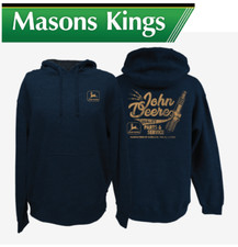 John Deere Hoodie Blue "Quality Parts & Service" Logo Adult Sizes XS-3XL