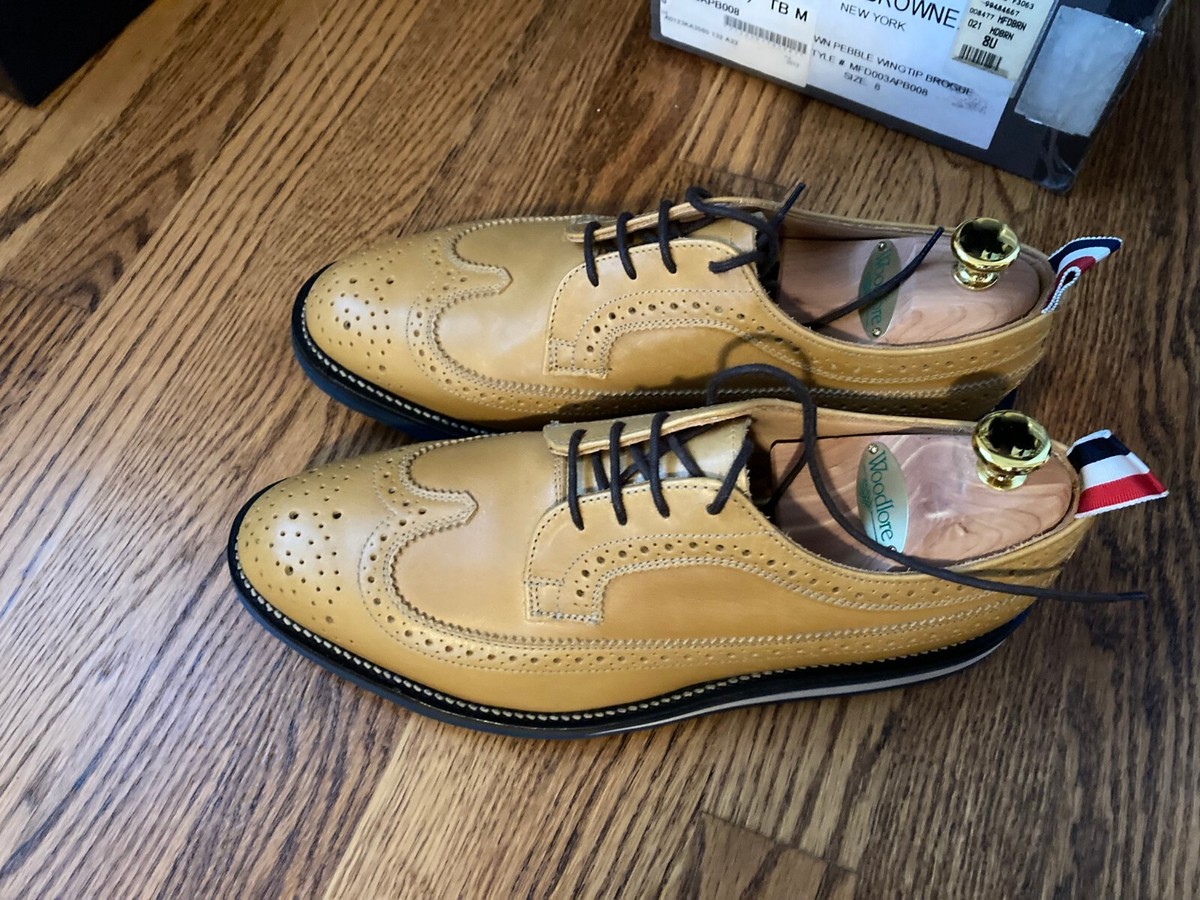 1100$ Thom Browne Light Brown Classic Longwing Brogue Shoes  display picture 2