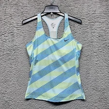 Nike Womens Large Active Top Green Stripe Racerback Padded Workout Yoga Running