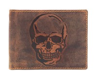 Jockey Club Echt Leder GeldböRse Geldbeutel Portemonnaie Totenkopf SchäDel