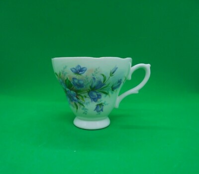 Royal Sutherland Footed Teacup Blue Flowers Gold Trim Bone China