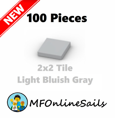 Genuine LEGO Light Bluish Gray 2x2 Tiles Part #3068b 100 Pieces 49g