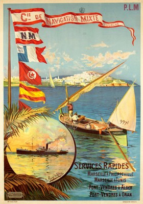 D'Alesi Decorative canvas print of vintage poster Cie. De Navigation Mixte, PLM
