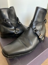 Prada Mens ankle Boots strap wrap-around Label size 6.5 (US ~8.5) shoes black